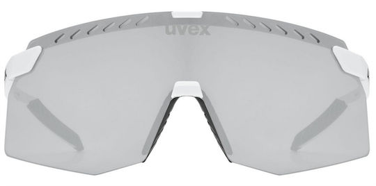 Uvex Cycling Glasses with White Frame and Mirror Polarized Lenses