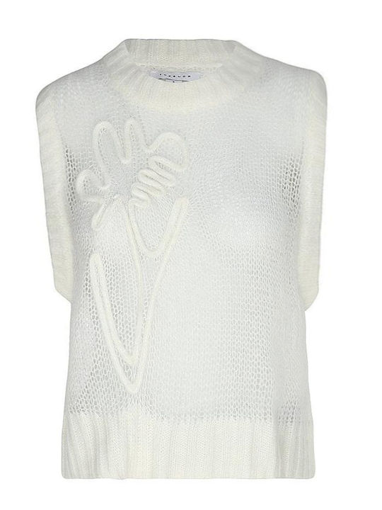 Bluza Damă Fără Mâneci Pulover Floral Ecru