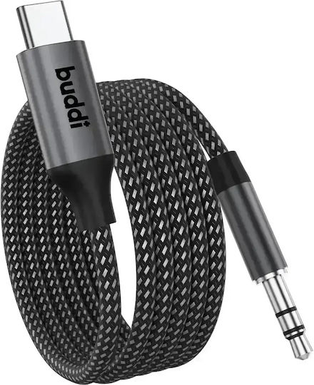 Buddi Cablu Flex USB 2.0 USB-C Male - 3,5 mm Negru 2m