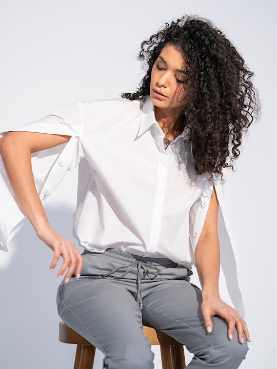 Women's Fabric Trousers in Relaxed Fit Grey