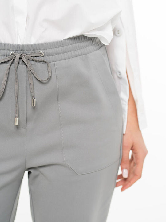 Women's Fabric Trousers in Relaxed Fit Grey