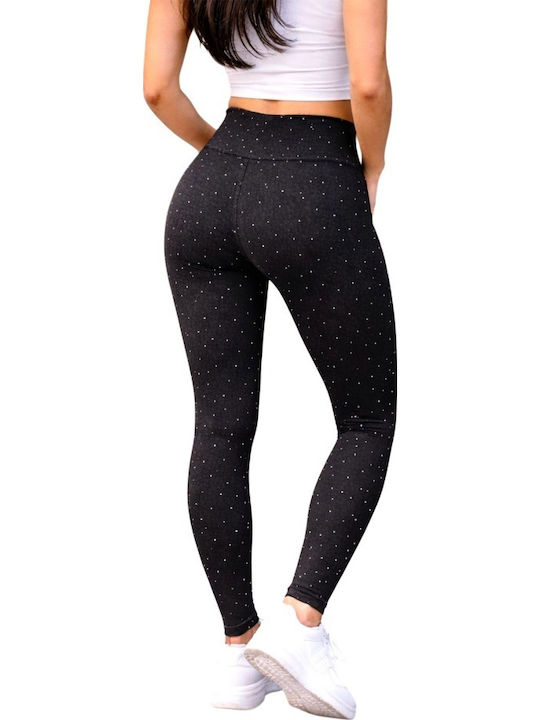 Training Damen Lang Leggings Hohe Taille & Push-up Schwarz