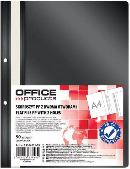 Office Products Dosar Din Plastic Cu Spini Găuri Grosime 100/170 Microni Set 50 Bucăți Negru Office Products