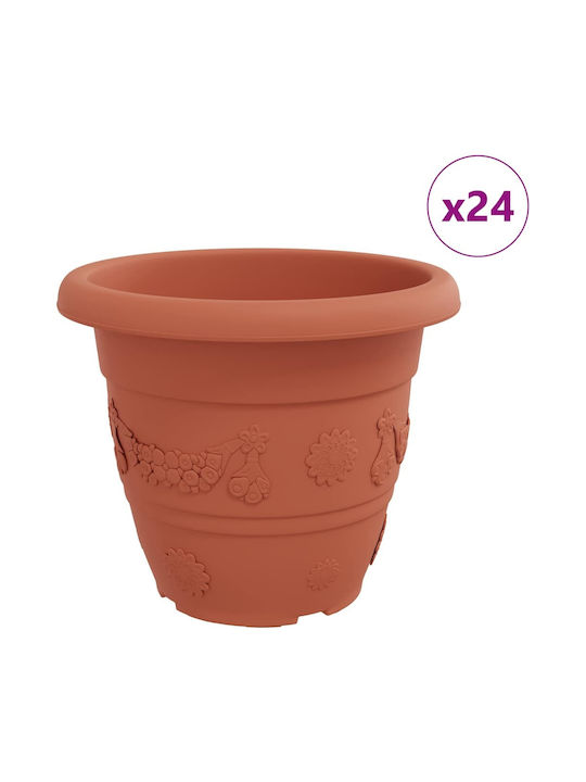 vidaXL Комплект 24 Пластмасови Саксии За Цветя Керемидено Червени 39x32см