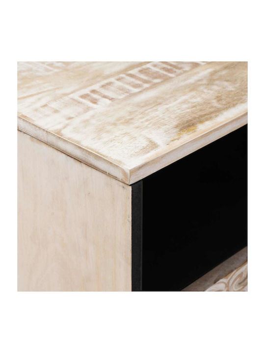 Bedside Table Made of Solid White Wood 50x33x60cm
