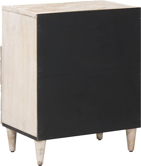 Bedside Table Made of Solid White Wood 50x33x60cm