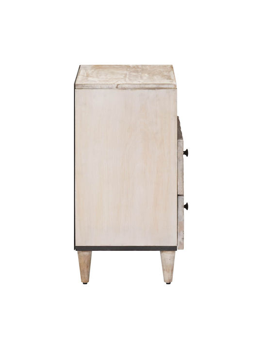 Bedside Table Made of Solid White Wood 50x33x60cm