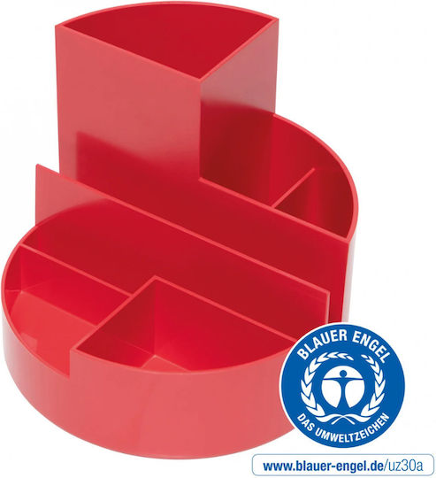 Maul Pen Holder 6 Compartments Made Recycled Plastic Eco Maul Red