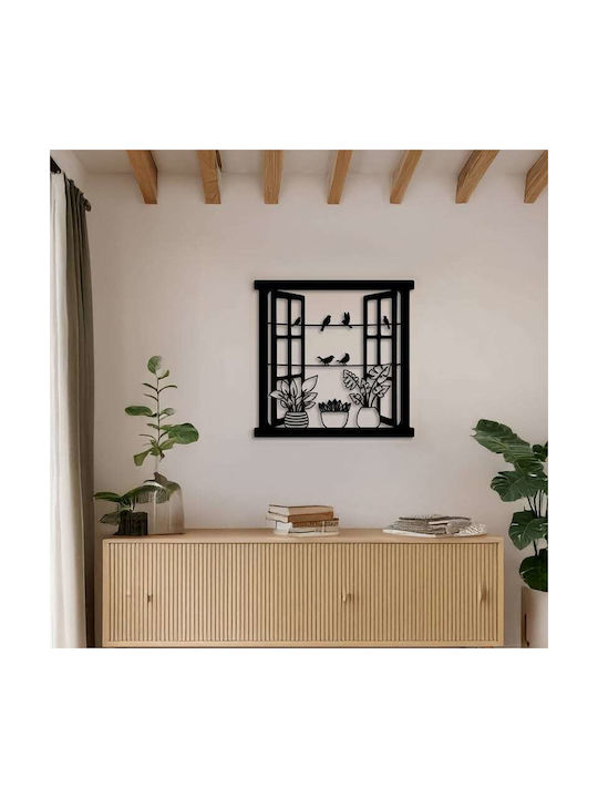 Pakketo Decorative Black Windo Silhouette Made of Metallic 50x1.5x50cm