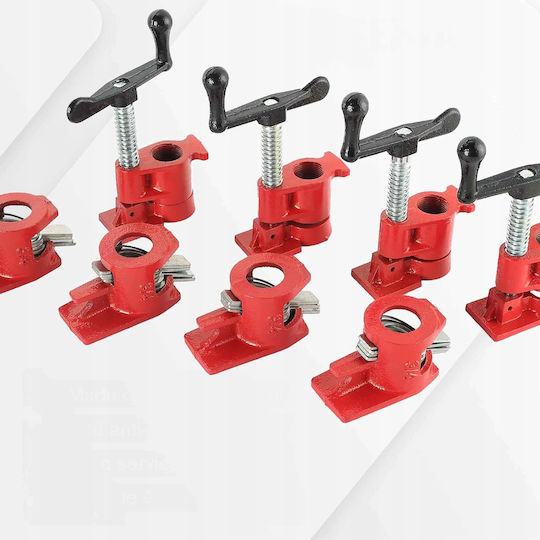 Set 4 Morsă Tâmplărie Zola 3/4″ Țevi Deschidere Maximă 68 Mm Dimensiuni 40 X 40 Mm Roșie
