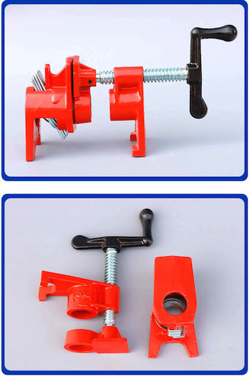 Set 4 Morsă Tâmplărie Zola 3/4″ Țevi Deschidere Maximă 68 Mm Dimensiuni 40 X 40 Mm Roșie