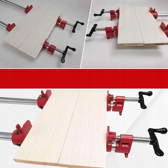 Set 4 Morsă Tâmplărie Zola 3/4″ Țevi Deschidere Maximă 68 Mm Dimensiuni 40 X 40 Mm Roșie