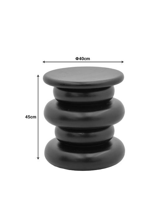 Round Side Coffee Table Circena Made of Solid Black Wood W40xL40xH45cm