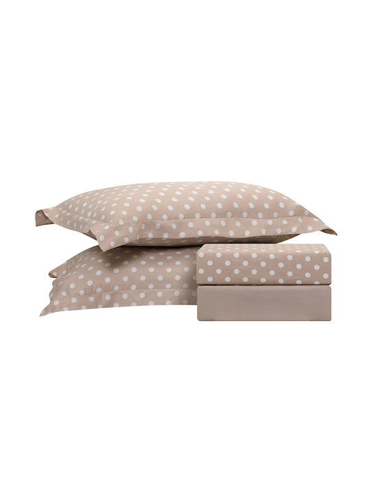 Beauty Home Set Cotton Duvet Cover 170x250cm Single with Pillowcase 10101 10101PTHMO-Beige Beige