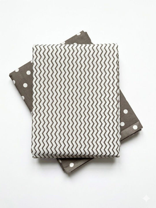 Cotton Duvet Cover Set 240x260cm Double With 2 Pillowcases Mocha/Grey