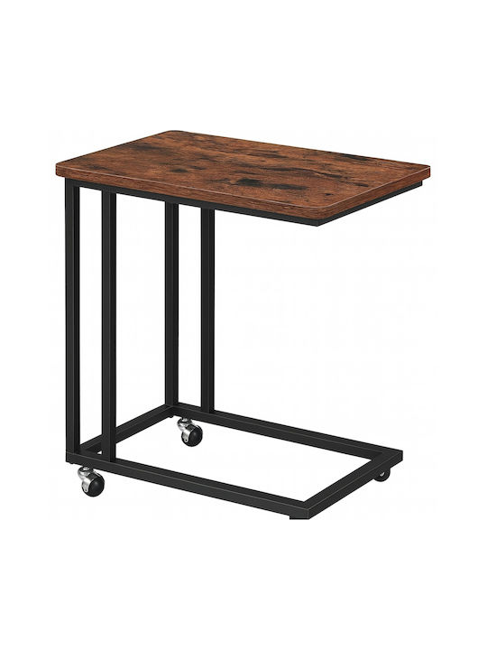 Rechteckiger Beistelltisch Holz mit Rädern Schwarz M50xB35xH60cm Zola