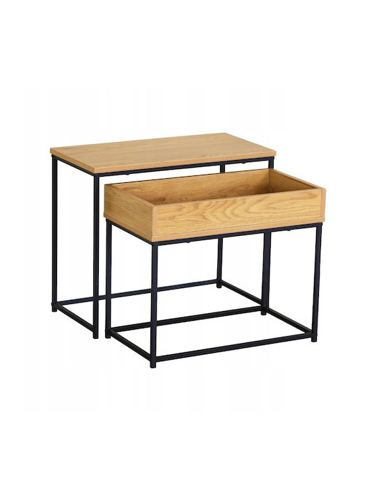 Set Zigon Rectangular Din Lemn Masiv Bej 2 Buc M60xL30xÎ50cm