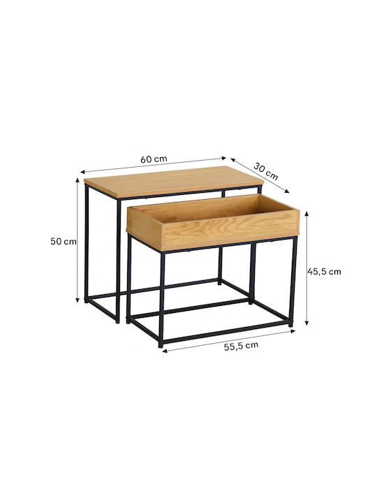 Set Zigon Rectangular Din Lemn Masiv Bej 2 Buc M60xL30xÎ50cm
