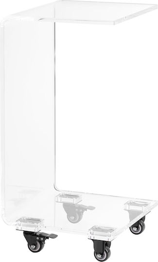 Quadratischer Beistelltisch mit Rädern Transparent M30xB30xH66cm