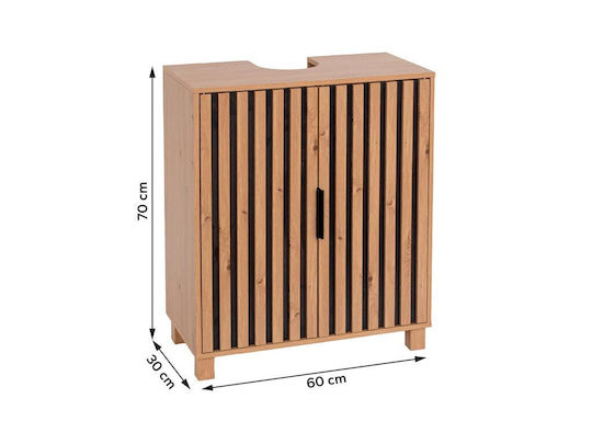 Badezimmer Waschtisch-Einheit Ohne Waschbecken M60xB30xH70cm Natürliches Holz