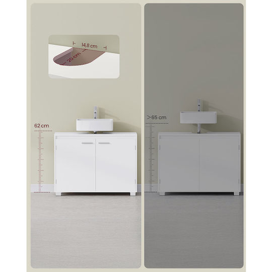 Vasagle Πάγκος με Νιπτήρα Μ80xΒ30xΥ60cm Λευκός