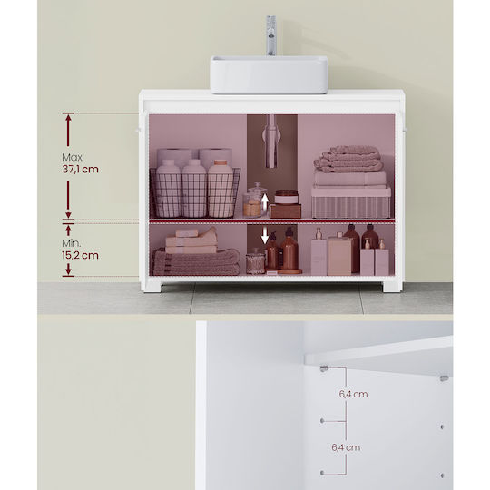 Vasagle Πάγκος με Νιπτήρα Μ80xΒ30xΥ60cm Λευκός