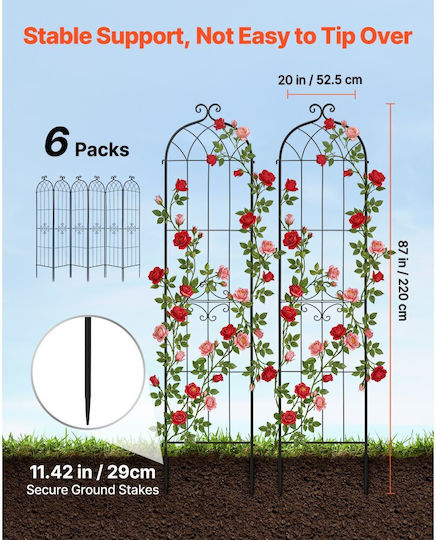 Garden Grid Vevor Rose Grid 220 X 52.5 Cm Pack 6 Rose Grids Garden Flowers Electrostatic Paint Finish & Convenient Locking Design Plant Support Grids Flowers Vegetables Roses