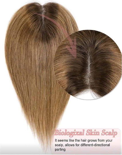 Extension with Human Hair in Dark Chestnut Colour 25.4cm Topper Toupee