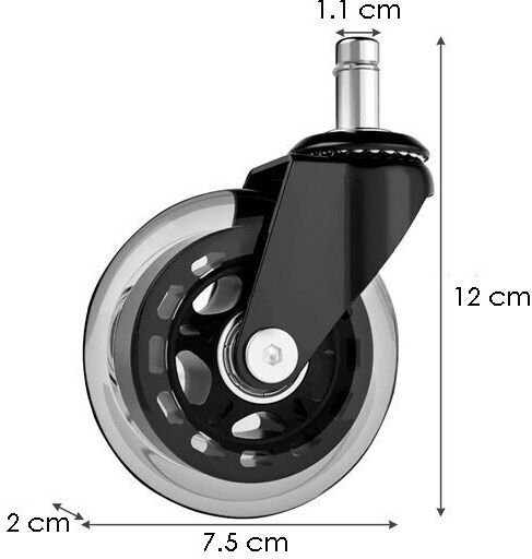 Roată pentru Scaun de Birou din Cauciuc 5 Bucăți 1.1x2.2cm Neagră
