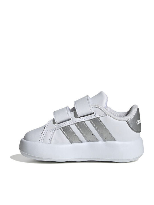 Grand Court 2.0 Kids Sneakers with Hoop & Loop Closure White / Silver