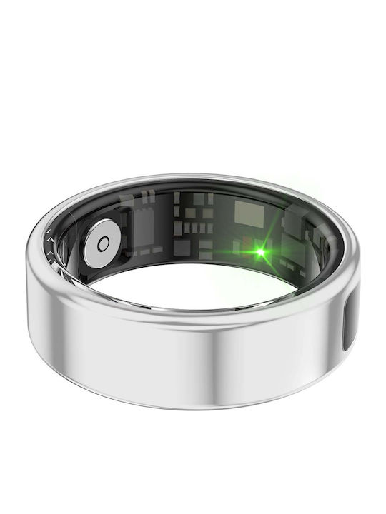 Avizar Saturn Smart Ring 19.8mm Waterproof with Heart Beat Monitor Silver