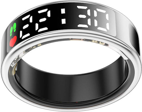 Avizar Saturn Smart Ring 18.1mm with Heart Beat Monitor Silver