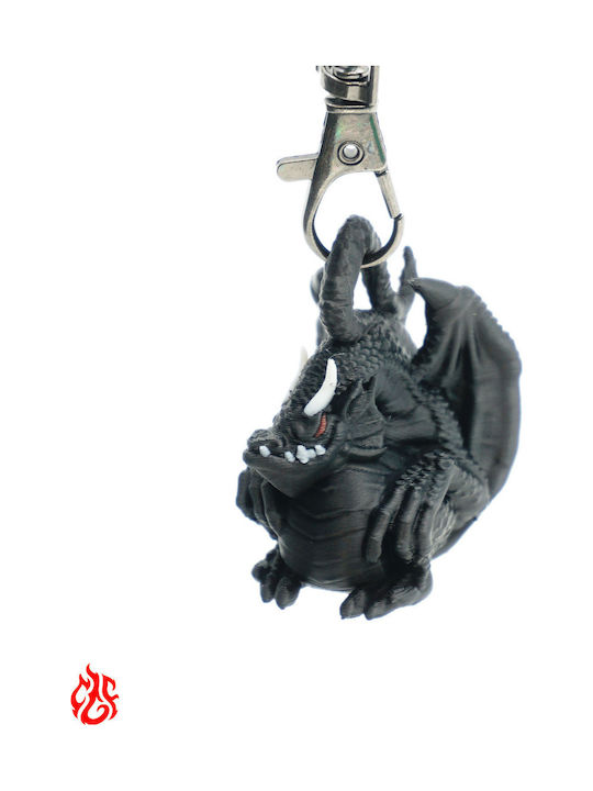 Breloc Mic 3D Imprimat Dragon Negru Dungeons Dragons