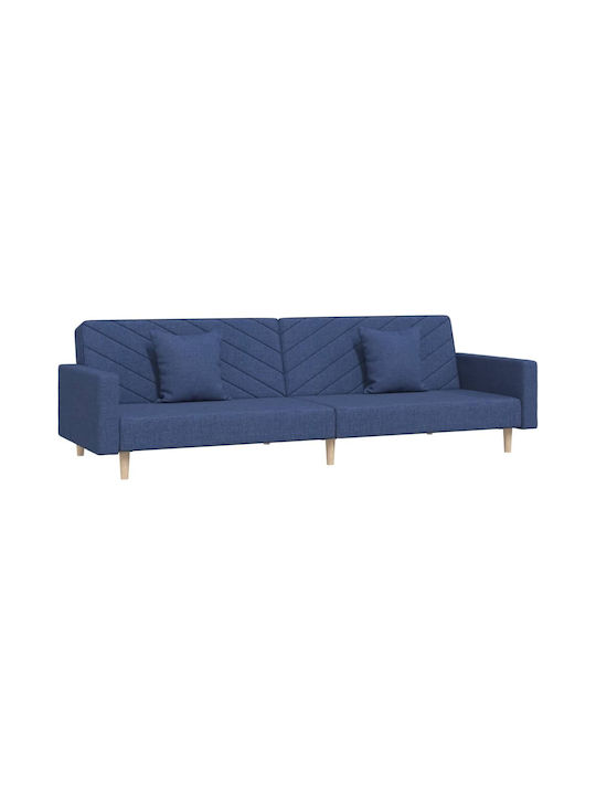 Doppelsitzer Sofa Bett Blau mit Dekokissen 220x84,5x69cm