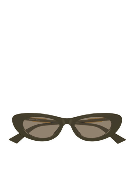 Bottega Veneta Unisex Sunglasses with Green Horn-Rimmed Frame and Green Lens