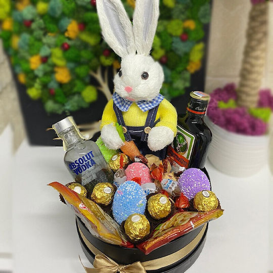 Oster Geschenkbox Hase Deluxe Jagermeister Absolut Vodka Ferrero Rocher Kinder Süßigkeiten Plüschhase