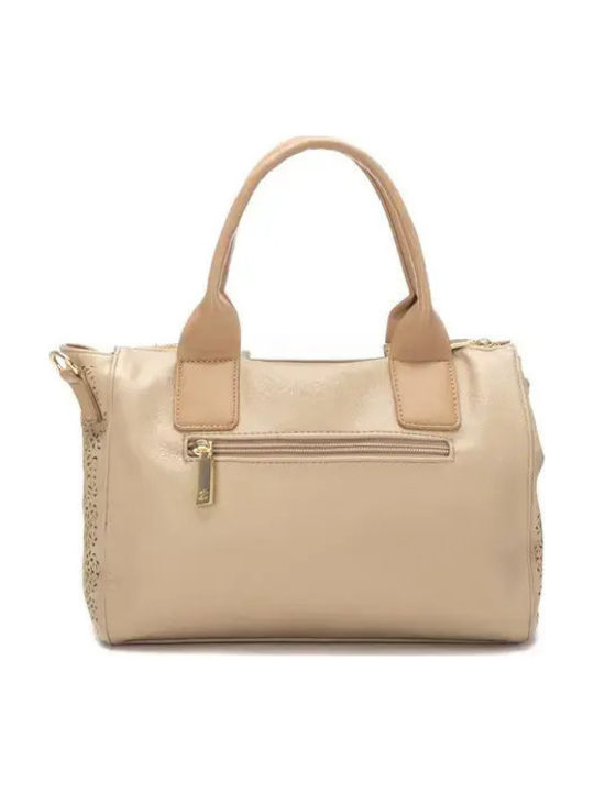 Damentasche aus Leder zum Umhängen / als Crossbody-Tasche Suede Beige