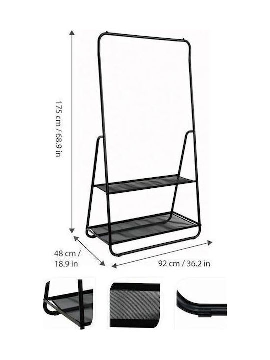 Κρεμάστρα Δαπέδου από Μέταλλο Μαύρη 92x48x175cm