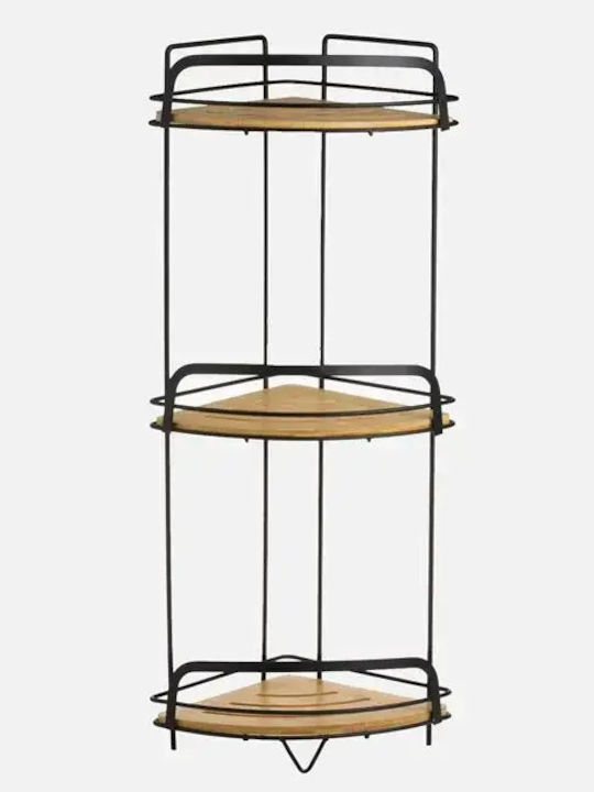 Corner Floor Bathroom Shelf Wooden 27x20x63cm
