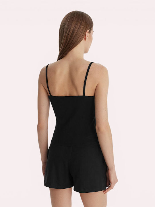 Women's Cotton Sleeveless Black Blouse