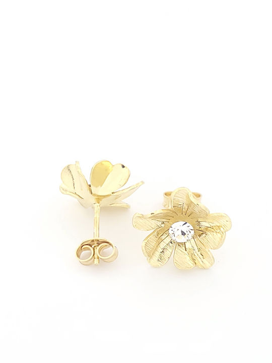 Silver Gold Plated Stud Earrings with Stones