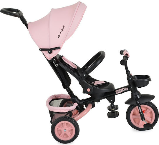 Byox Entdecke Klappbares Kinderdreirad mit Elterngriff für 12 Monate Rosa