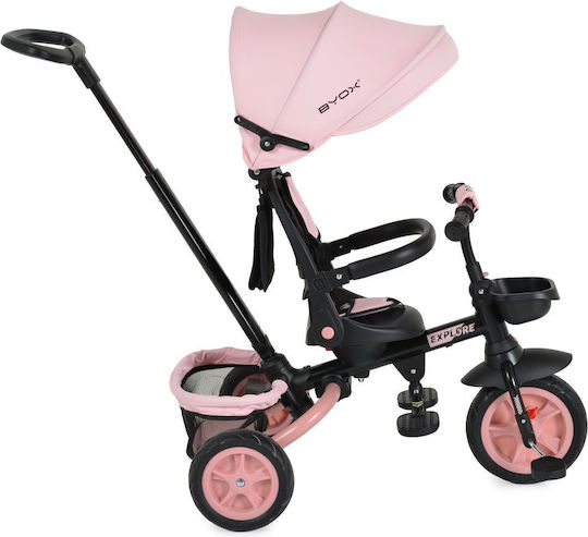 Byox Entdecke Klappbares Kinderdreirad mit Elterngriff für 12 Monate Rosa