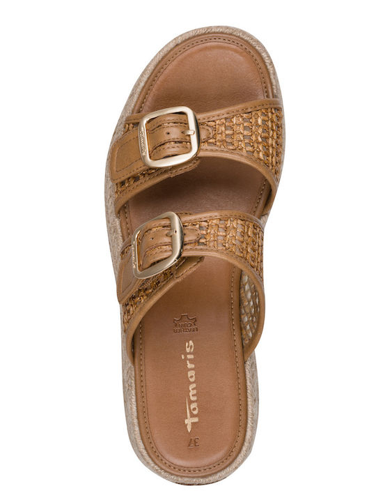 Leather Women's Flat Sandals Brown