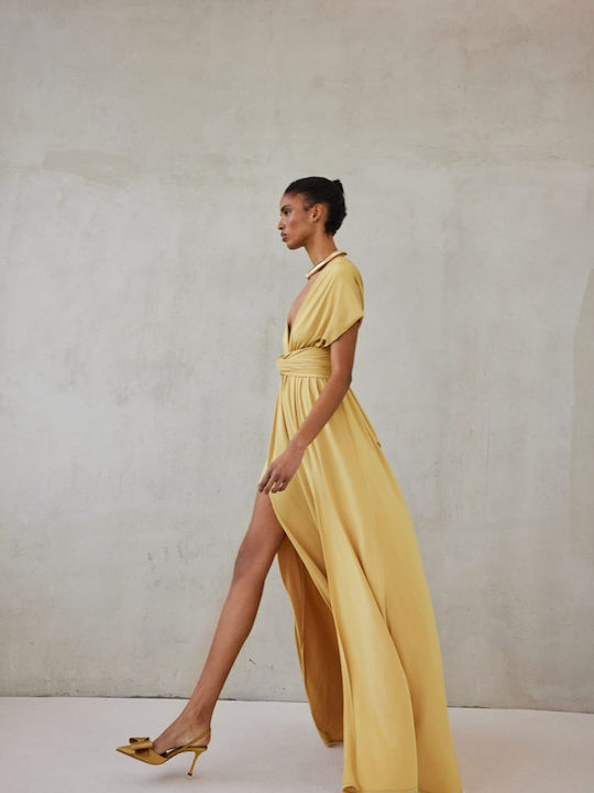 Maxi Βραδινό Φόρεμα Warm Ochre