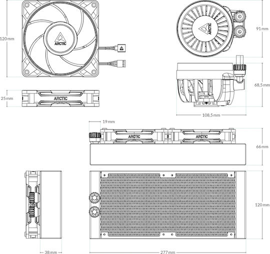 Arctic Freezer III Pro 240 Water Cooling AIO CPU with 2 Fans 120mm
