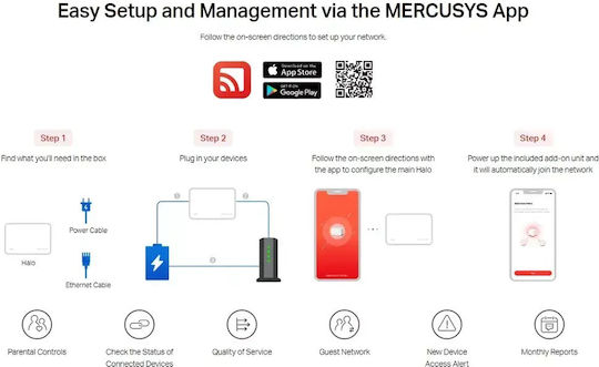 Mercusys Halo H85X WiFi Mesh Network Access Point Wi‑Fi 6 Dual Band (2.4 & 5GHz) in Triple KIt