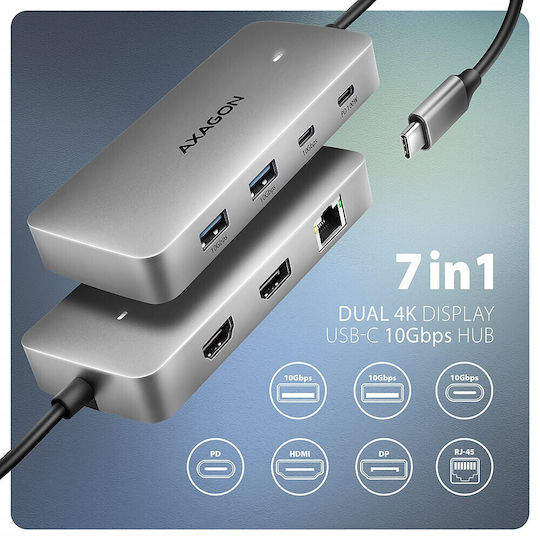 Axagon USB-C Docking Station mit HDMI 4K PD Ethernet Gray (HMC-CUB83X2)