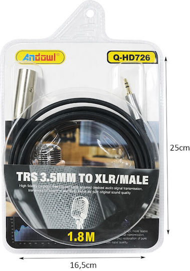 XLR Cable Male - 3.5mm Male Black 1.8m