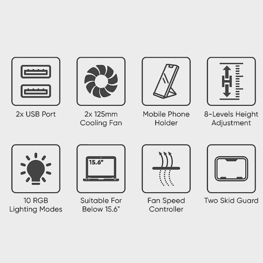 Alcatroz Vendaval G2 RGB Stand for Laptop up to 15.6" with 2 Fans